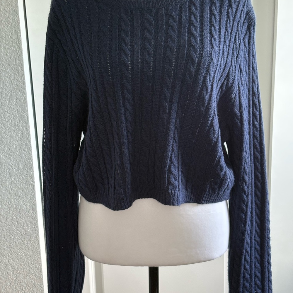 Classic Navy Cable Knit Sweater
